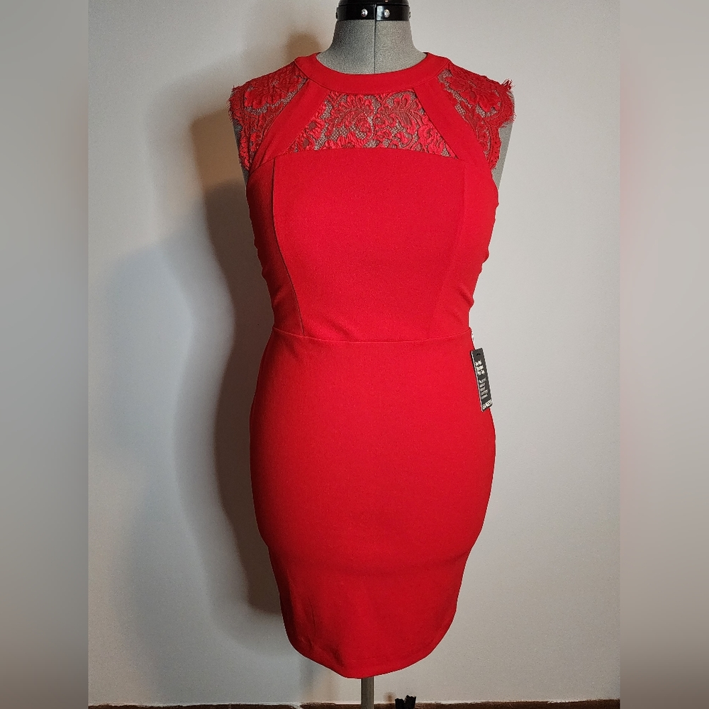 NWT stunning red lace accent dress